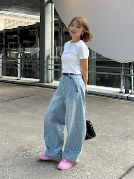 「RONRON（ロンロン）のアイテム（デニムパンツ、ブルー系）」を使った、SAKURAさん（レディース・160cm）の夏コーディネート
