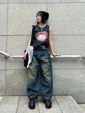 「アイテム（タンクトップ）」を使った、SAKURAさん（レディース・161cm）の秋コーディネート