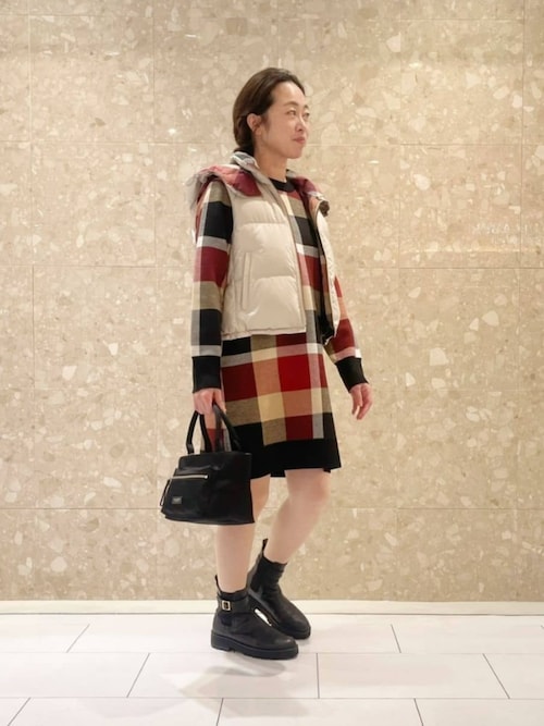 クレストブリッジチェックウーリージャカードドレス（ワンピース