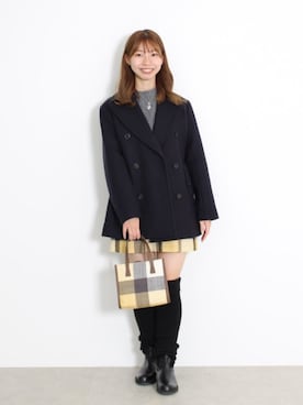 「アイテム（ピーコート）」を使った、ブルーレーベル・クレストブリッジ公式さん（レディース・159cm）の秋コーディネート