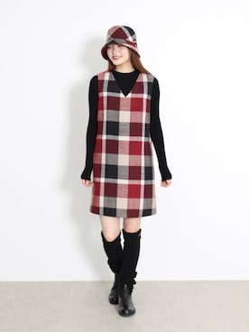 「アイテム（キャスケット）」を使った、ブルーレーベル・クレストブリッジ公式さん（レディース・163cm）の秋コーディネート