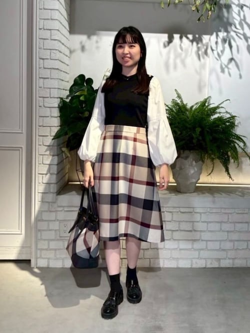 ブルーレーベルクレストブリッジ ニットドッキングワンピース 黒×赤チェック BLUE LABEL CRESTBRIDGE（ブルーレーベルクレストブリッジ）の