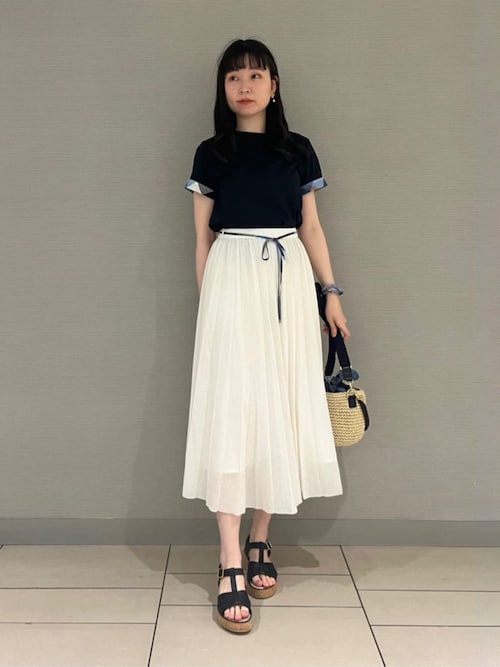 バーバリーブルーレーベル白無地プリーツスカート セール】ガーゼライクツイルプリーツスカート（スカート）｜BLUE LABEL