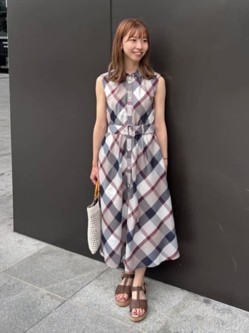 クレストブリッジチェックカラミクロスシャツドレス（ワンピース