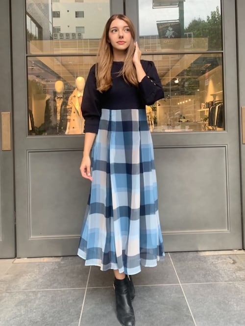 予約販売】シフォンコンビドレス（ワンピース）｜BLUE LABEL