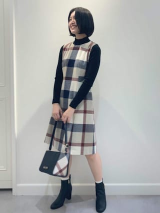 クレストブリッジチェックプラスティーヘリンボーンドレス　38 クレストブリッジチェックプラスティーヘリンボーンドレス 38