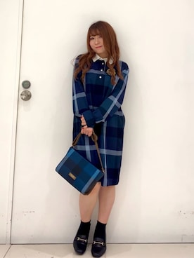 ブルーレーベル クレストブリッジ　ブロック チェック フリル ワンピース 40 ブルーレーベル クレストブリッジ ブロック チェック フリル