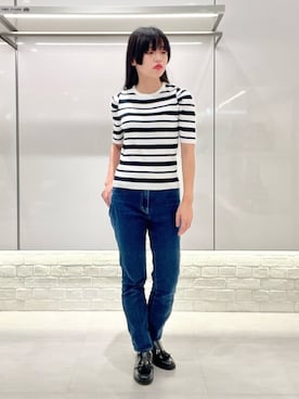 「BLUE LABEL CRESTBRIDGE（ブルーレーベルクレストブリッジ）のアイテム（デニムパンツ）」を使った、ブルーレーベル・クレストブリッジ公式さん（レディース・157cm）の夏コーディネート