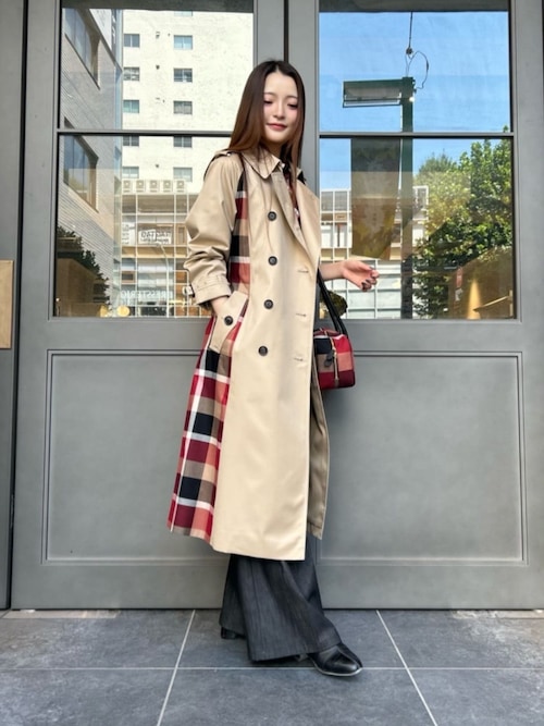 新品　ブルーレーベルクレストブリッジ　ライナー付トレンチコート　撥水　赤　L 美品】ブルーレーベルクレストブリッジ トレンチコート ベルト