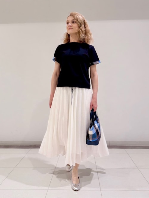 セール】ガーゼライクツイルプリーツスカート（スカート）｜BLUE LABEL