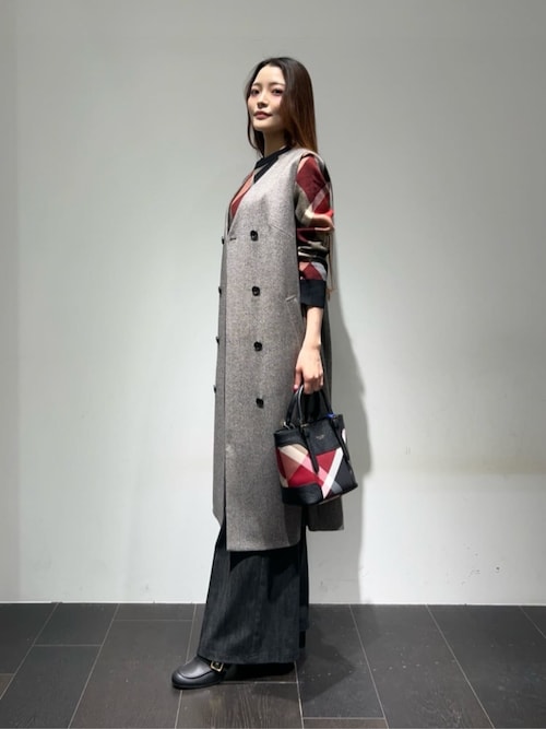 クレストブリッジチェックウーリージャカードプルオーバー（ニット