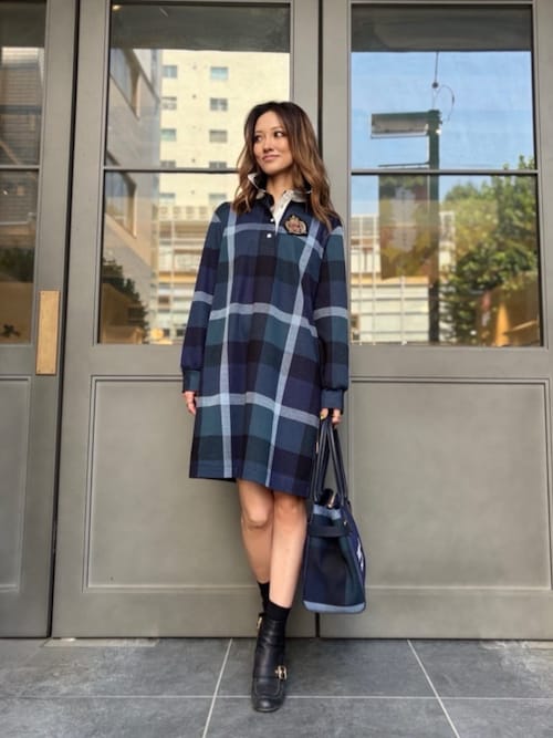 セール】クレストブリッジチェックジャカードジャージードレス