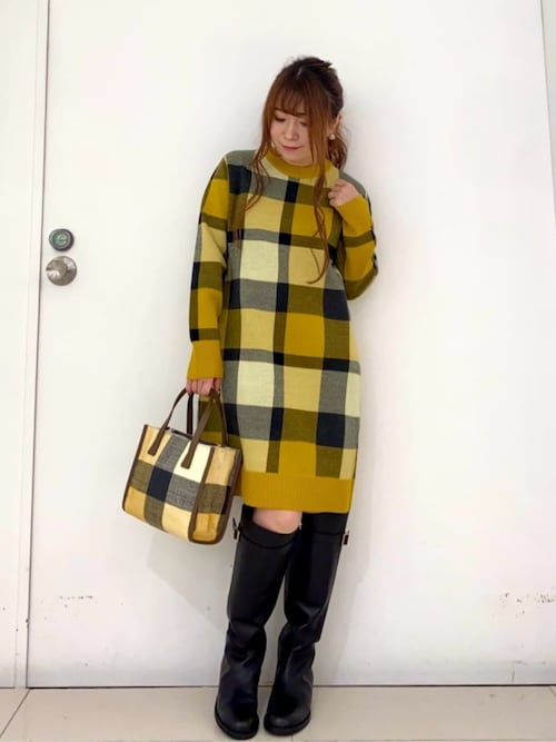 クレストブリッジチェックウーリージャカードドレス（ワンピース