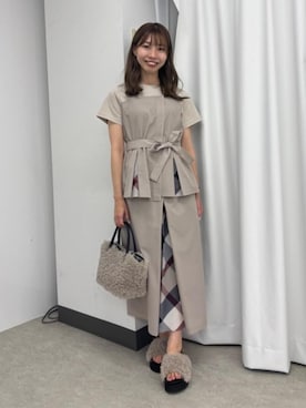 「ファー」｜ブルーレーベル・クレストブリッジ公式さん（レディース・159cm）の夏コーディネート