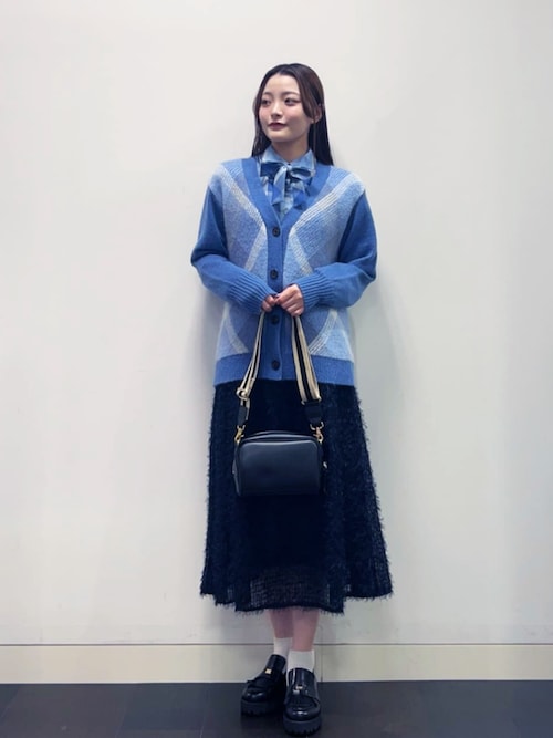 【ブルーレーベル】ヘアリークレストブリッジチェックジャカードカーディガン ヘアリークレストブリッジチェックジャカードカーディガン