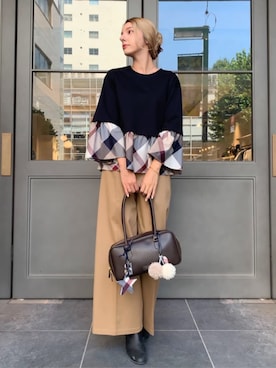 「秋のコーデ」｜「アイテム（財布/小物）」を使った、ブルーレーベル・クレストブリッジ公式さん（レディース・160cm）の秋コーディネート