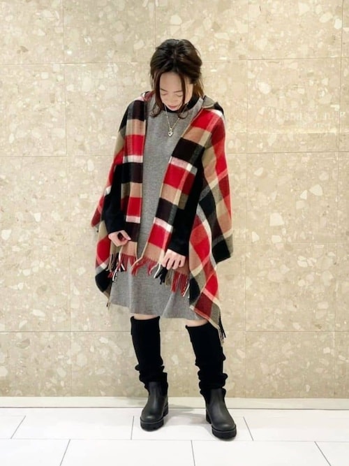 クレストブリッジチェックフード付きストール（マフラー）｜BLUE LABEL