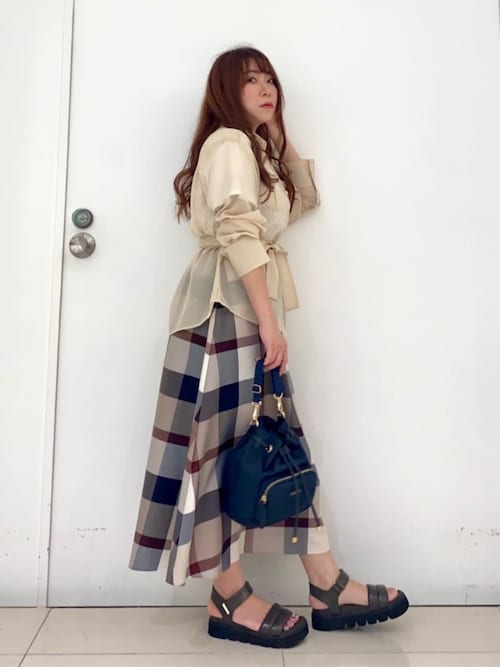 クレストブリッジチェックライトクロッシングツイルスカート ブルー38 クレストブリッジチェックライトクロッシングツイルスカート ブルー38