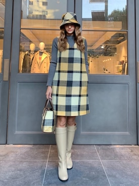 「アイテム（キャスケット）」を使った、ブルーレーベル・クレストブリッジ公式さん（レディース・160cm）の秋コーディネート