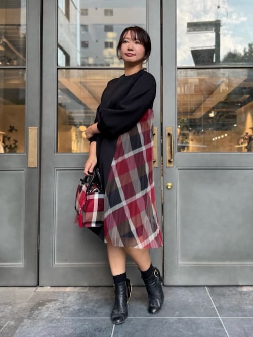 限定カラーあり】チェックプリーツコンビジャージードレス（ワンピース