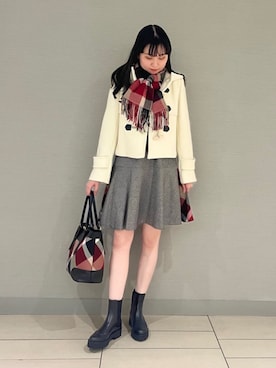 「アイテム（ダッフルコート）」を使った、ブルーレーベル・クレストブリッジ公式さん（レディース・165cm）の秋コーディネート