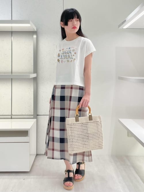 #ブルーレーベル#クレストブリッジ#台形#スカート#千鳥格子#バイカラー#M ブルーレーベル#クレストブリッジ#台形#スカート#千鳥格子#バイ