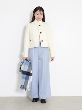 「ワントーンコーデ」｜「アイテム（ノーカラージャケット）」を使った、ブルーレーベル・クレストブリッジ公式さん（レディース・165cm）の秋コーディネート