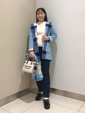 「BLUE LABEL CRESTBRIDGE（ブルーレーベルクレストブリッジ）のニットベスト付きカットソー（ニット/セーター）」を使った、ブルーレーベル・クレストブリッジ公式さん（レディース・165cm）の秋コーディネート