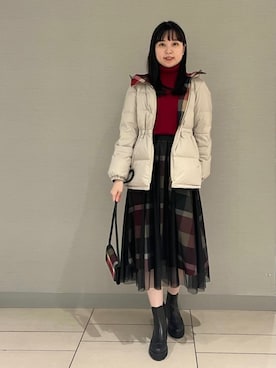 「アイテム（ダウンジャケット/コート）」を使った、ブルーレーベル・クレストブリッジ公式さん（レディース・165cm）の秋コーディネート