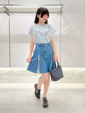 美品 ブルーレーベル クレストブリッジ ドッキングワンピース 切替 水色 36 ブルーレーベル・クレストブリッジ公式(ブルーレーベル/ブラック