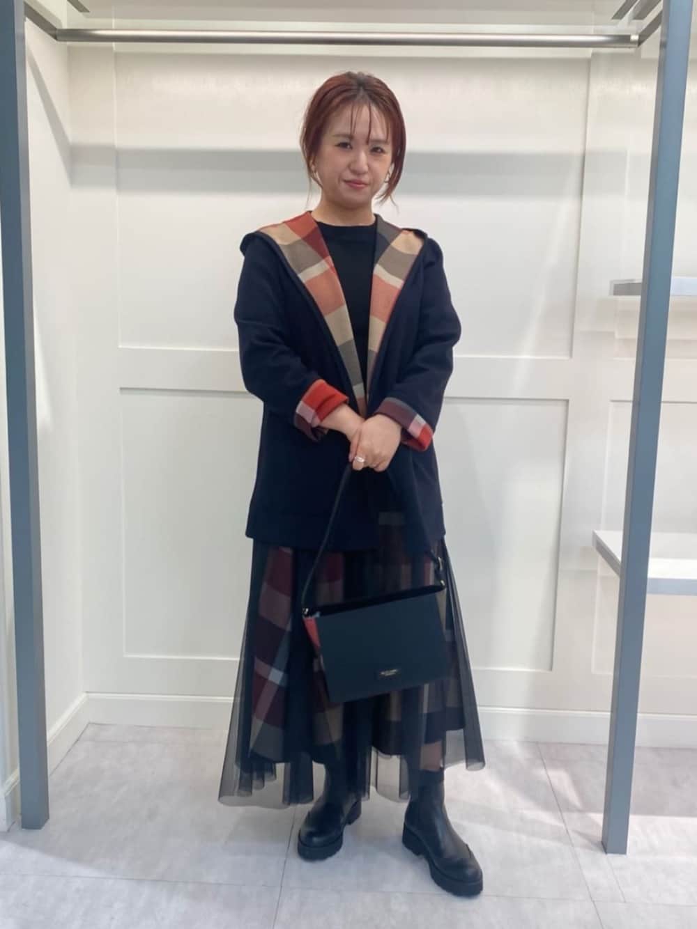 ブルーレーベルクレストブリッジ ポンチョ ケープコート 千鳥格子 38