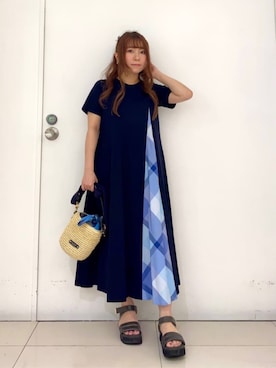 極美品　クリアーポンチジャージーワンピース　ブルーレーベルクレストブリッジ BLUE LABEL CRESTBRIDGE（ブルーレーベルクレストブリッジ）の