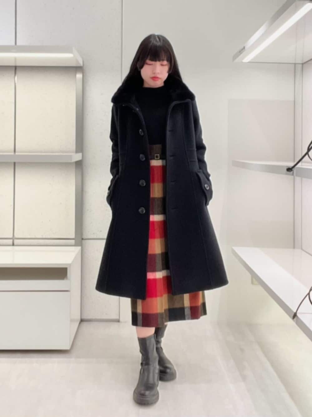 ☆美品☆ブルーレーベルクレストブリッジ ダッフルコート 裏地チェック Ｓ ツイルメルトンダッフルコート（55B08472＿＿） | BLUE