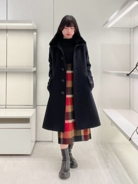 「アイテム（ダッフルコート）」を使った、ブルーレーベル・クレストブリッジ公式さん（レディース・157cm）の秋コーディネート