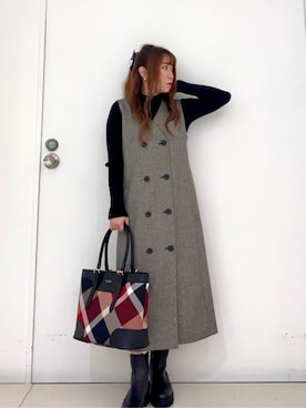 ブルーレーベルクレストブリッジ モックロディーシルケットワンピース M BLUE LABEL CRESTBRIDGE（ブルーレーベルクレストブリッジ）の