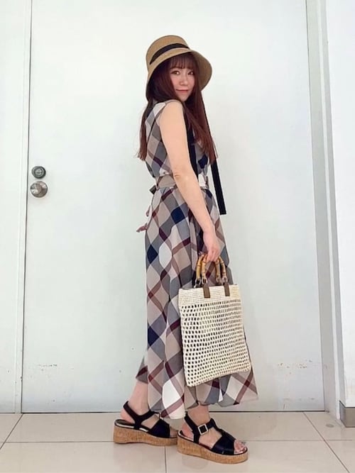 クレストブリッジチェックカラミクロスシャツドレス（ワンピース