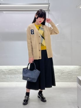 ブルーレーベルクレストブリッジ ワンピース 38 ブラウン×イエロー ブルーレーベル・クレストブリッジ公式(ブルーレーベル/ブラック