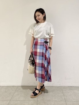 「アイテム（ハンドバッグ）」を使った、ブルーレーベル・クレストブリッジ公式さん（レディース・155cm）の夏コーディネート