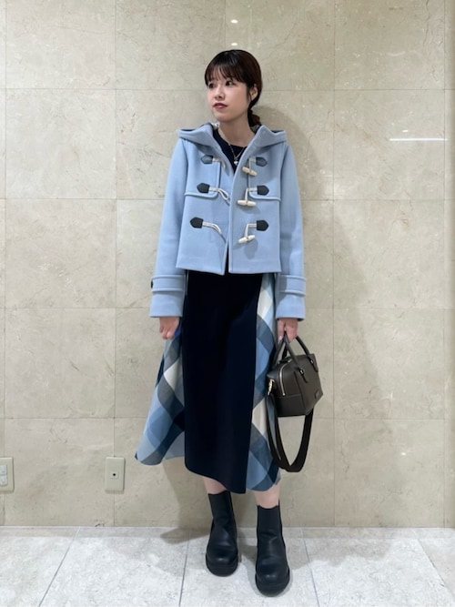 セール】ウールミックスポンチパーシャルチェックドレス（ワンピース