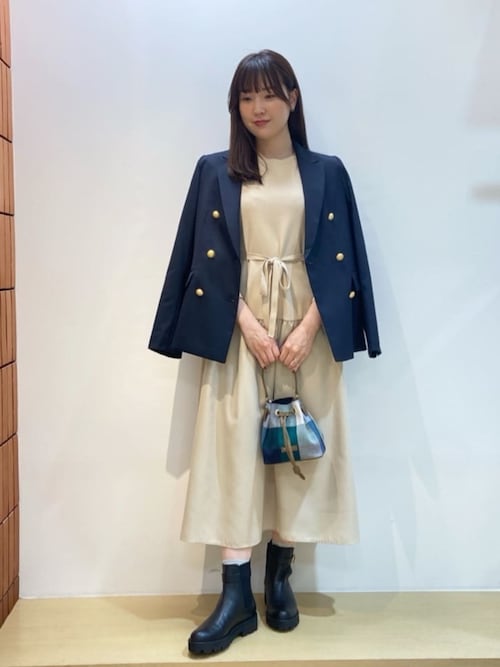 セール】ハイツイストレーヨンストレッチドレス（ワンピース）｜BLUE