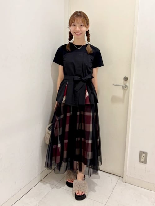 ブルーレーベルクレストブリッジ今期チェックライトクロッシングチュールスカート クレストブリッジチェックライトクロッシングチュールスカート