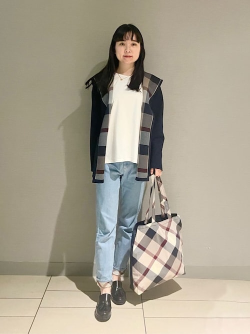 クレストブリッジチェックリバーシブルダンボールミディ丈コーディガン