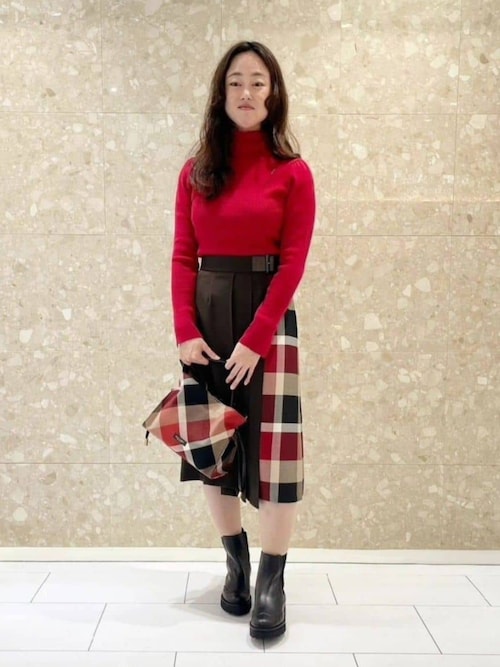 BLUE LABEL　ウールライクツイルパーシャルチェックスカート ウールライクツイルパーシャルチェックスカート（スカート）｜BLUE