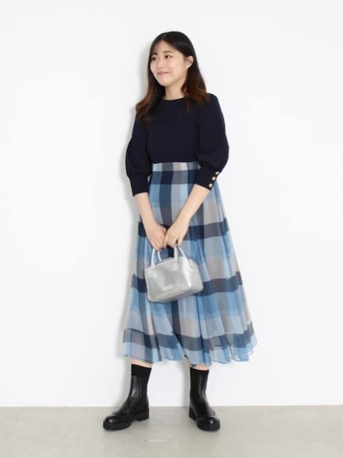 予約販売】シフォンコンビドレス（ワンピース）｜BLUE LABEL