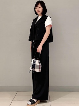 ブルーレーベルクレストブリッジ　ベージュ リボン付きワイドパンツ　38 ツイルワイドパンツ（パンツ）｜CB CRESTBRIDGE(シービー
