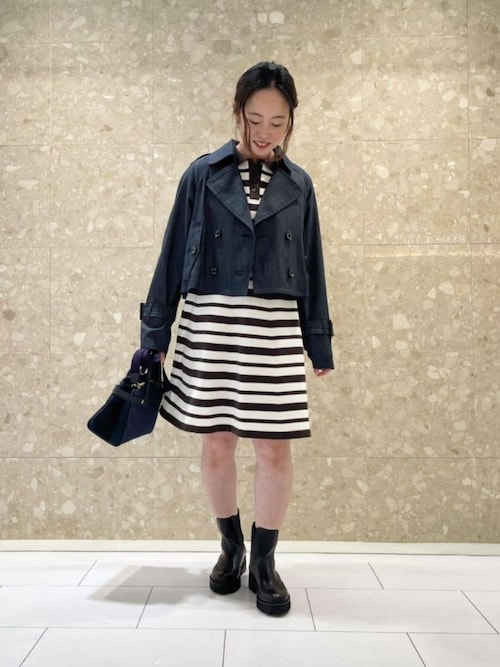 セール】プレッピーボーダーニットドレス（ワンピース）｜BLUE LABEL