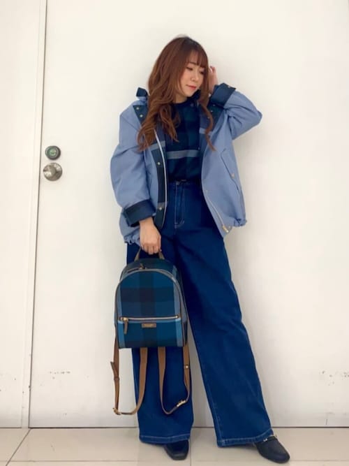 ブルーレーベルクレストブリッジ　パーカー　チェック　ラウンドヘム　38 ブルーレーベルクレストブリッジ パーカー チェック ラウンド