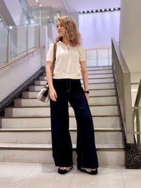 「アイテム（ポロシャツ）」を使った、ブルーレーベル・クレストブリッジ公式さん（レディース・161cm）の秋コーディネート