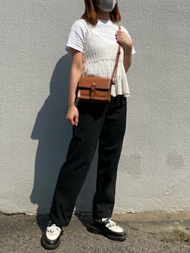 「MALUTO（マルト）の“USUAL” sunny dry straight pants (black)（その他パンツ、ブラック系）」を使った、UEMURAさん（レディース・158cm）の夏コーディネート