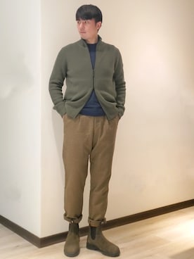 「ALLSAINTS（オールセインツ）のアイテム（ライダースジャケット）」を使った、mads Kaoさん（メンズ・178cm）の冬コーディネート